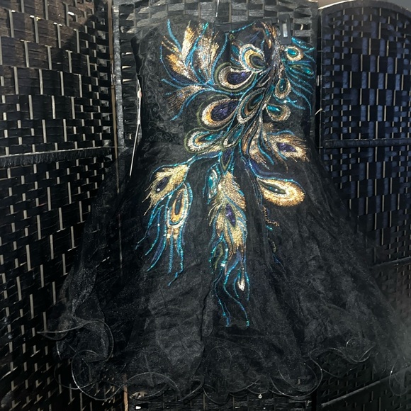 GRACE KARIN Women's Peacock Embroidery Tulle Short Dress|Prom|Party US size 10 - Picture 1 of 7